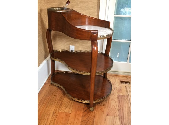 Fabulous Bar Stand - Paid $2,650 From LILLIAN AUGUST - French Fruitwood With Marble - Brass Trim - AMAZING !