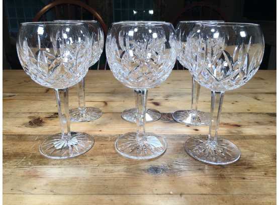 Lot 1 Of 2 - Fabulous Set Of Six (6) WATERFORD LISMORE Pattern Balloon Wine Glasses - ALL Perfect Condition