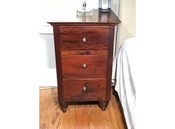 (1 Of 2) Tall End Table / Night Stand - Slightly Oversized - Brass Pulls - Three Drawers - Finish Issues