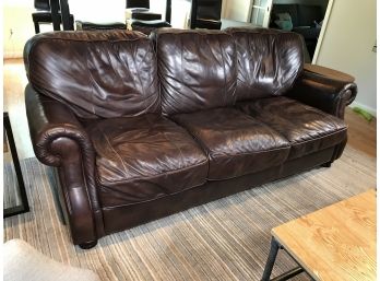 Fabulous Leather Club Style Sofa Has Just The Right Amount Of Wear - Looks Great And SUPER Comfortable