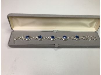 Lovely 925 / Sterling Silver & Iolite Bracelet - Very Nice Modern Design - 8' Very Nice Brand New Piece !
