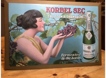 1920s Antique / Vintage KORBEL Tin Advertising Sign NOT REPRODUCTION - Amazing Condition With Easel Back