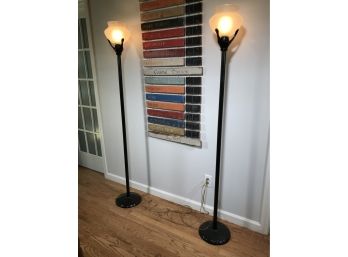 Pair Of Fabulous Floor Lamps - Very Nice Design - GREAT DECORATOR LAMPS ! Both In Excellent Condition