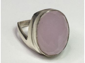 Beautiful 925 / Sterling Silver Ring With Pink Quartz - Very Nice Ring - Brand New - Never Worn -  WOW !