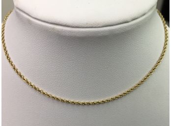 Lovely Vintage 14K Yellow Gold Anklet - 1.5DWT - 11' - Rope Chain - Made Italy - Very Nice Piece - No Damage