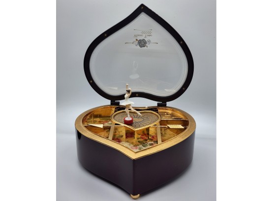 Beautiful Brown Heart Shaped Music Box With Removable Dancer