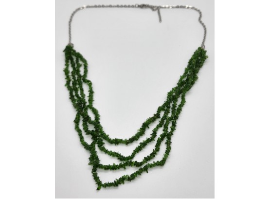 Natural Chrome Diopside Necklace In Stainless Steel