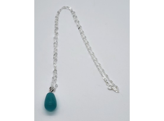 Amazonite Drop Pendant Necklace In Sterling
