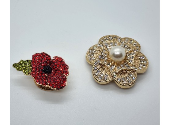 2 Magnetic Austrian Crystal Brooches