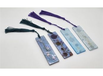 Set Of 4 Tasseled Resin Bookmarks
