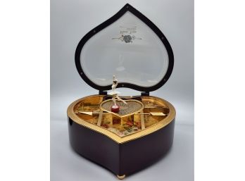 Beautiful Brown Heart Shaped Music Box With Removable Dancer