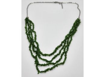 Natural Chrome Diopside Necklace In Stainless Steel