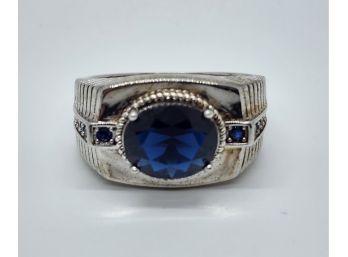 Faux Blue Sapphire Men's Ring