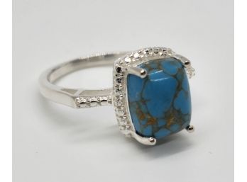 Blue Turquoise Ring In Sterling Silver