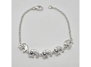 Linked Elephant Bracelet In Sterling Silver