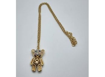 Faux Mystic White Crystal Bear Necklace