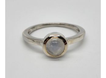 Rainbow Moonstone Ring In Platinum Over Sterling