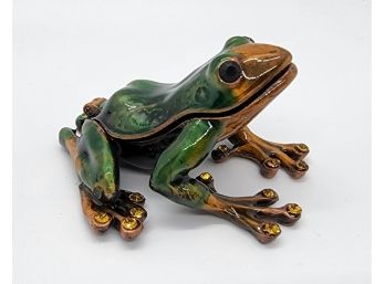 Austrian Crystal, Enameled Frog Trinket Box