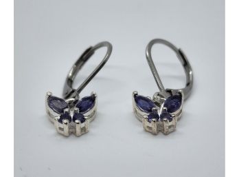 Iolite Butterfly Lever Back Earrings In Sterling