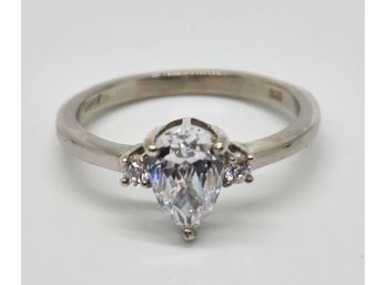Swarovski Crystal Pear Shaped Ring In Platinum Over Sterling