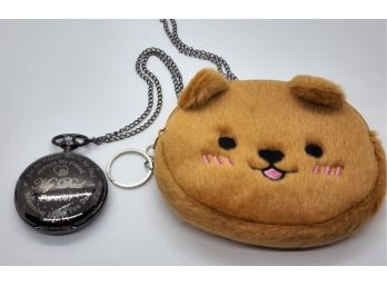 Pocket Watch For Dad In Bear Pouch