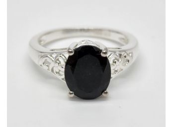 Black Tourmaline Ring In Sterling Silver