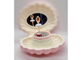 Cute Light Pink Shell Shaped Magnetic Ballerina Music Jewelry Box