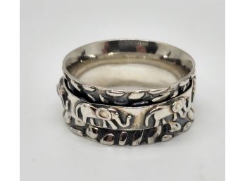 Elephant Spinner Ring In Sterling Silver