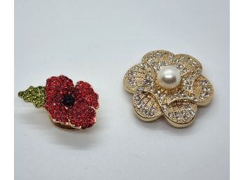 2 Magnetic Austrian Crystal Brooches