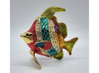 Austrian Crystal, Enameled Fish Trinket Box