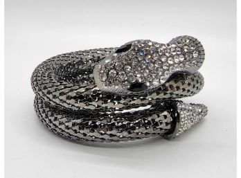 Cool Gunmetal & Crystal Wrap Snake Bracelet