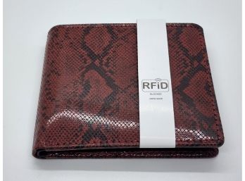 Red Snake Foiled Pattern Genuine Leather RFID Mens Wallet