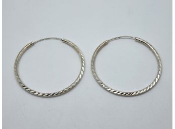 Diamond Cut Sterling Silver Hoop Earrings