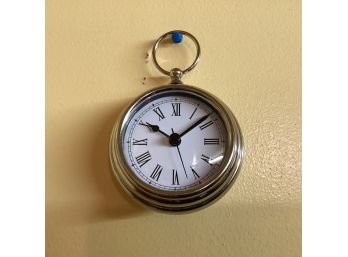 Pottery Barn Silver Tone Stop Watch Wall Clock