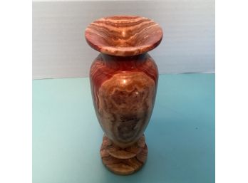 Vintage Red Marble Bud Vase (7 1/2 Inches Tall)