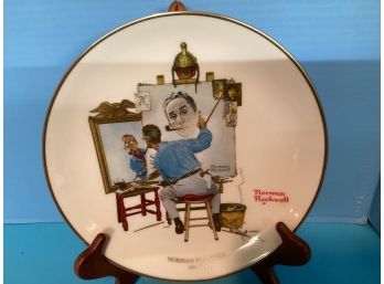 Vintage Gorham Norman Rockwell  Triple Self-Portrait Collector Plate (12 Inches In Diameter)
