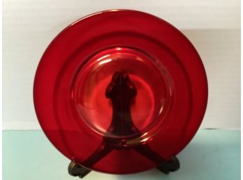 Vintage Set Of Four (4) Ruby Red Round Salad  Plates