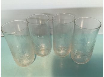 Vintage Arcoroc France  Set Of Four  (4) Fleur Drinking Glasses