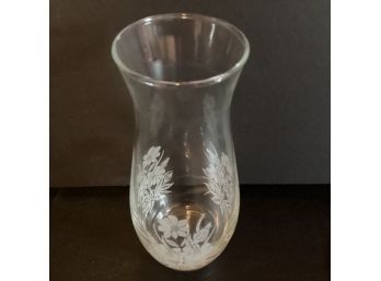 Vintage Clear Glass Bud Vase With Frosted Etching