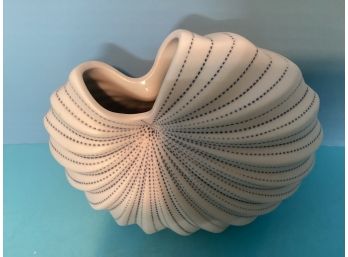 Vintage Grey And White Ceramic Shell Vase