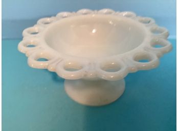 Vintage White Milk Glass Footed Bowl