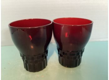Pair Of Vintage Anchor Hocking Windsor Royal Ruby Tumblers (4 Inches In Height)