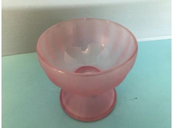 Vintage Libbey Pink Satin Glass Footed Bowl