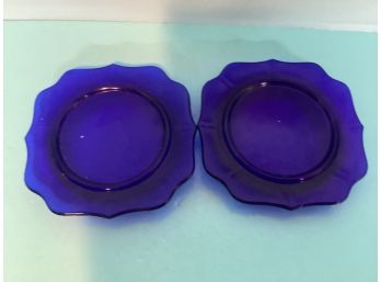 Pair Of Vintage Cobalt Blue Coasters