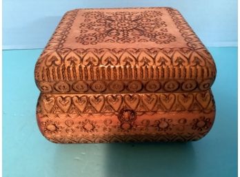 Vintage Carved Moroccan Wood Storage Box
