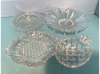 Assorted Lot Of  Vintage Clear Glass Candy Dishes