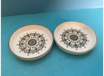 Vintage Pair Of Royal Worcester Bone China Hand Multicolor Coasters