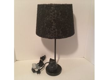 Vintage Table Lamp With Black Lace Shade