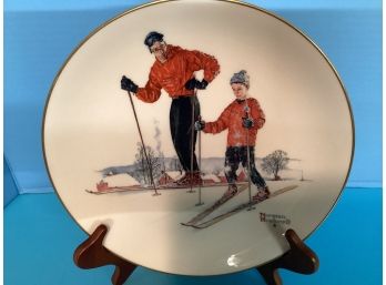 Vintage Gorham Norman Rockwell  Winter Ski Skills Collector Plate (12 Inches In Diameter)