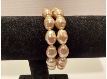 Vintage  Double Strand Simulated Fresh Water Pearl Bracelet